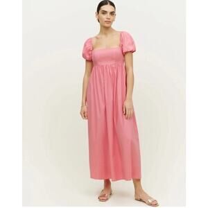 Reformation Aurelia Pink Puff Sleeve Cutout Midi Dress Size 6